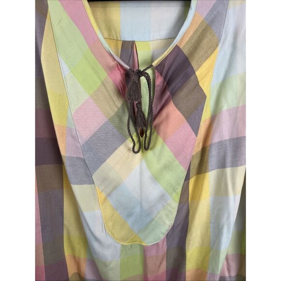 Melissa McCarthy Seven Pastel Multicoloured Check Tunic Blouse Womens Size 2X - Picture 2 of 10